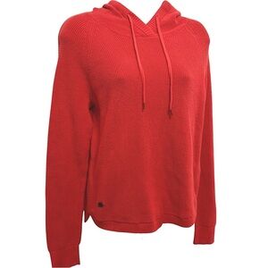 Lauren Ralph Lauren Women’s Hoodie Waffle Knit RL Logo Patch Orange Sweater -SP